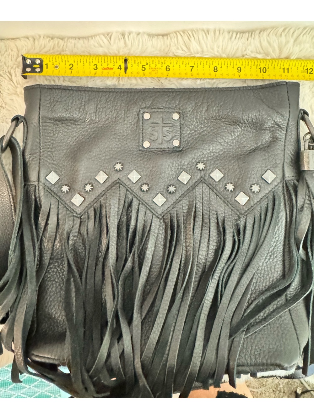 STS RANCH WEAR Black Boho Fringe Leather Purse/ Crossbody Bag - Picture 2 of 9